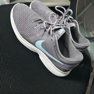 Nike Gray Sneakers with blue accents